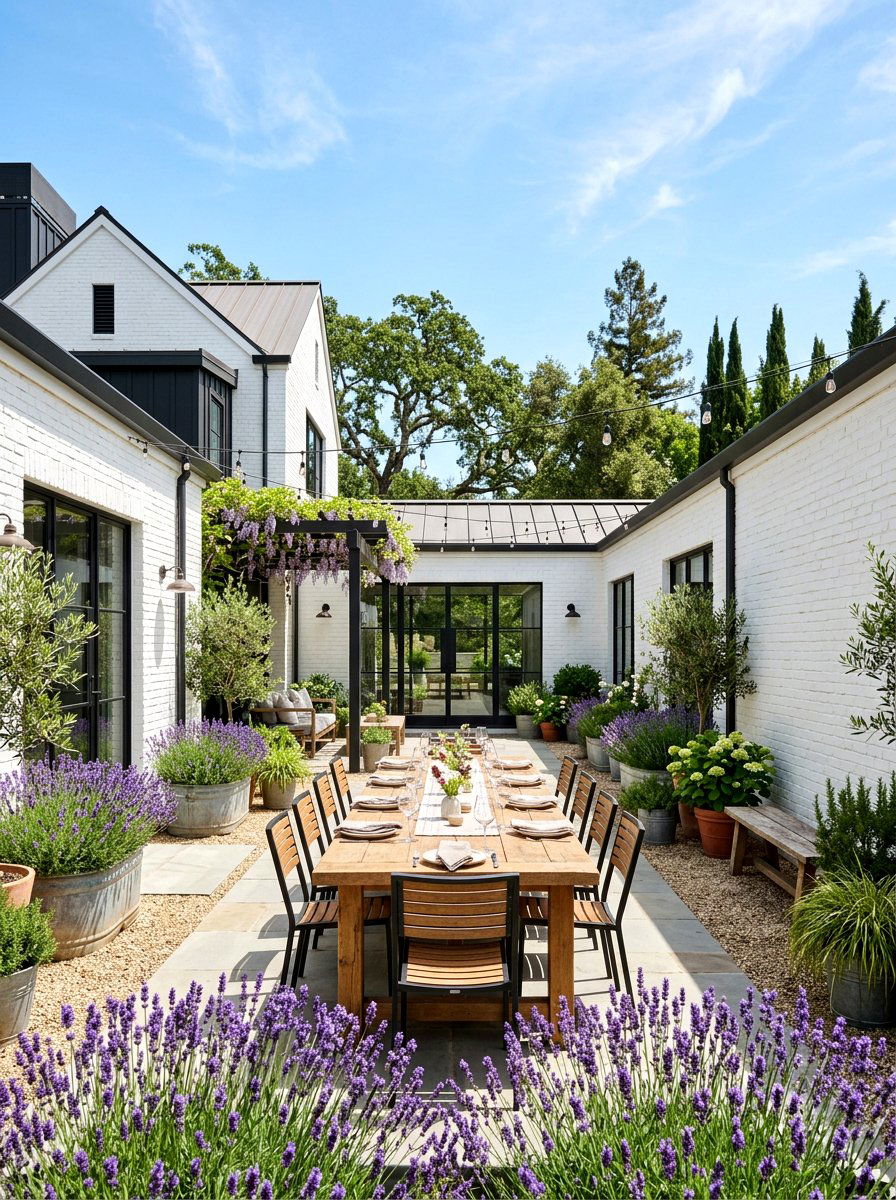 Modern farmhouse courtyard - 30 enclosed courtyard ideas