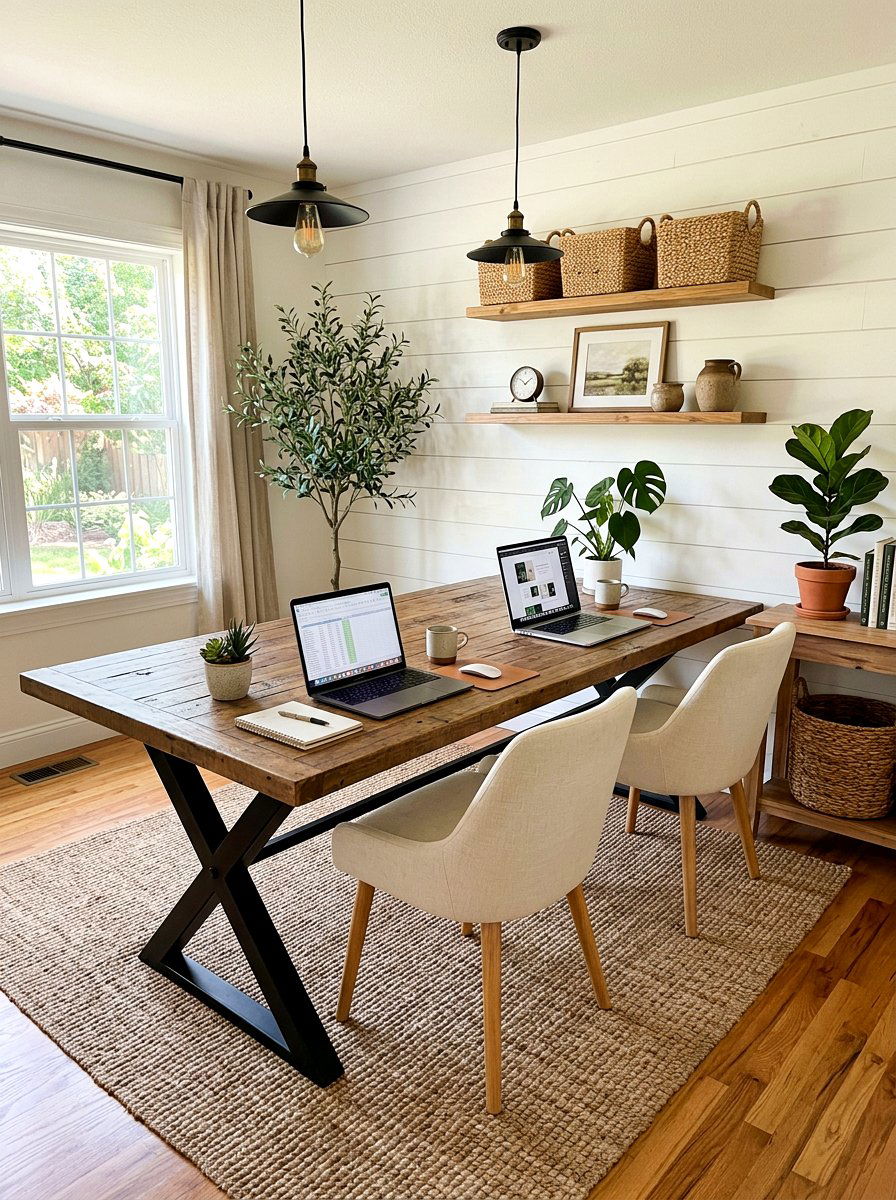 Modern farmhouse double desk - 30 double desk office ideas