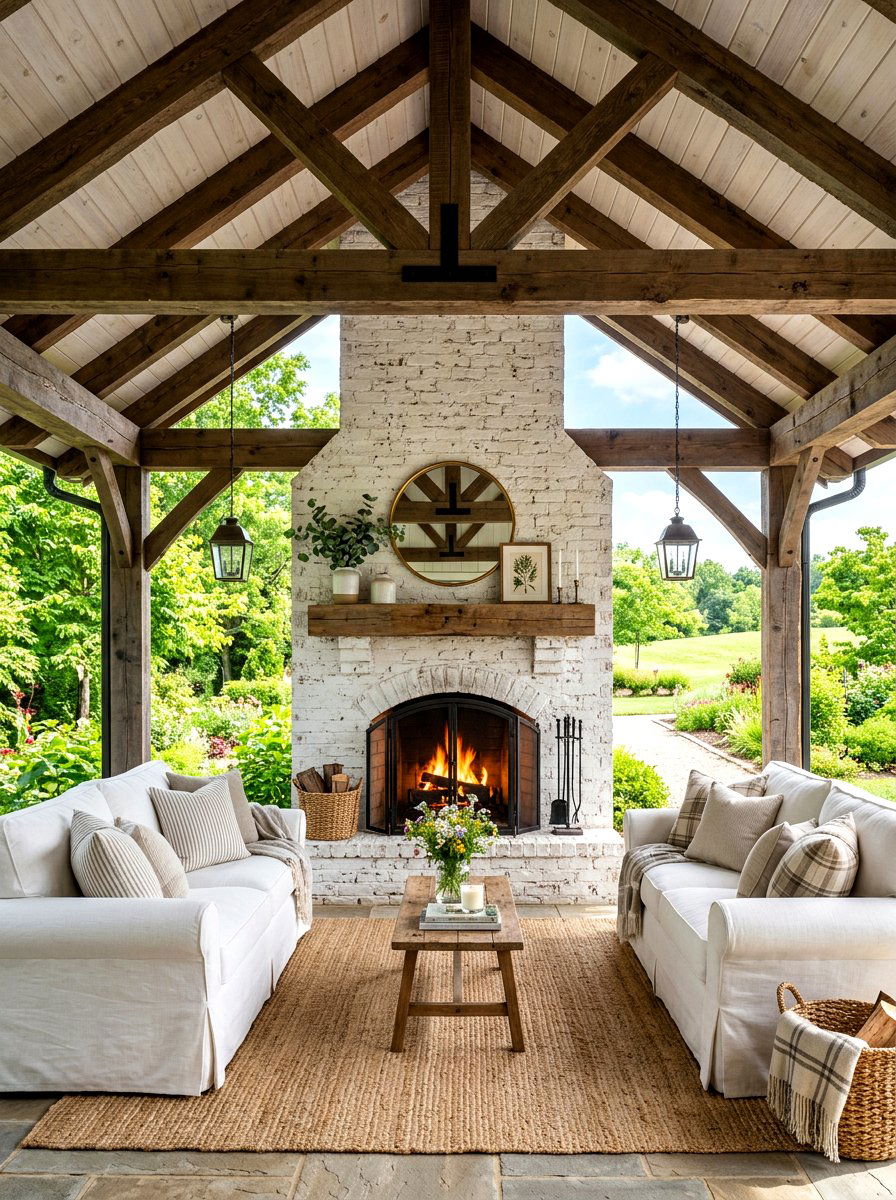 Modern farmhouse fireplace pavilion - 30 pavilion fireplace ideas