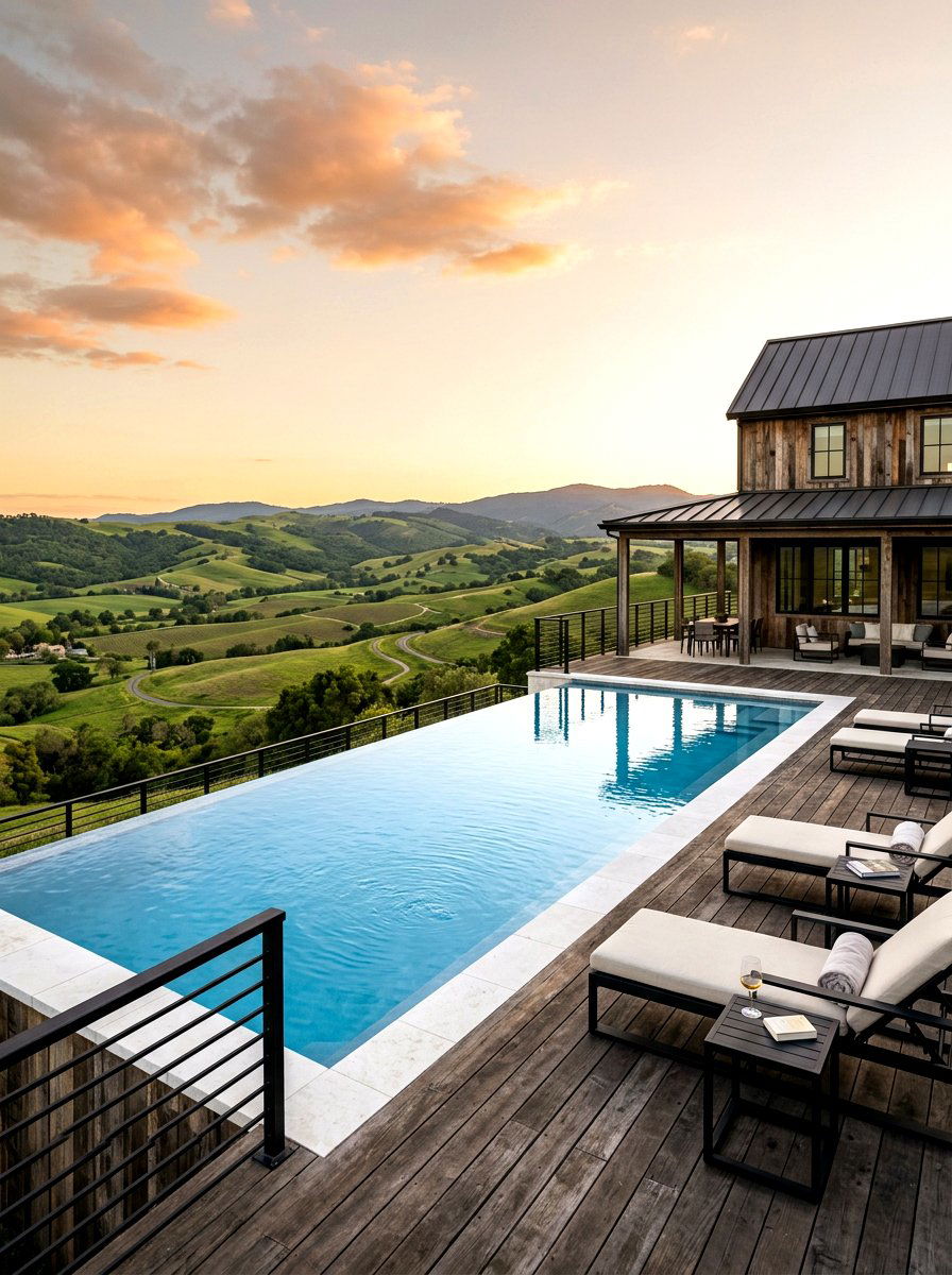Modern farmhouse infinity pool - 30 infinity pool backyard ideas