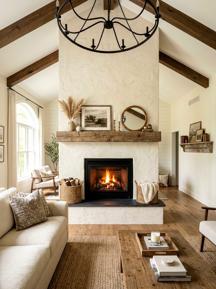 Modern farmhouse limewash fireplace - 30 limewash fireplace ideas