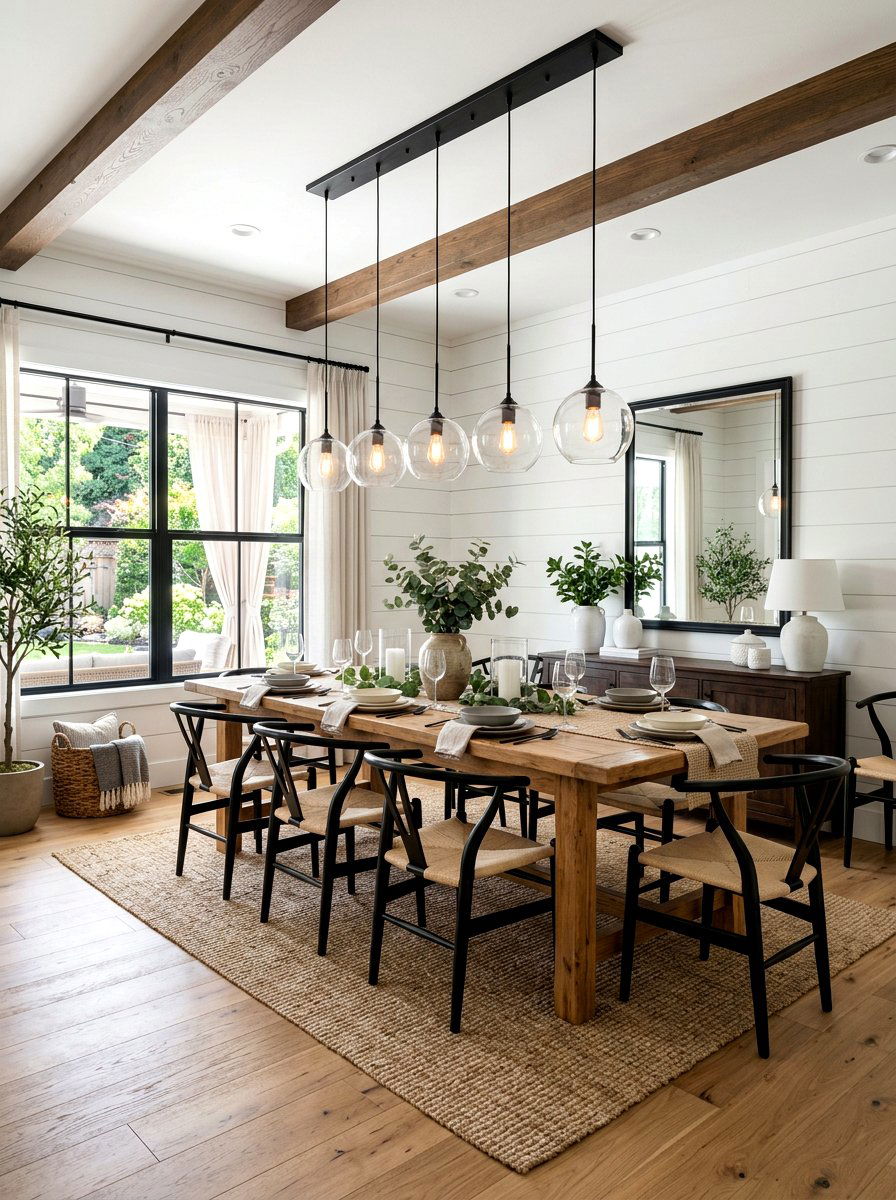 Modern farmhouse linear globe chandelier - 30 globe pendant ideas
