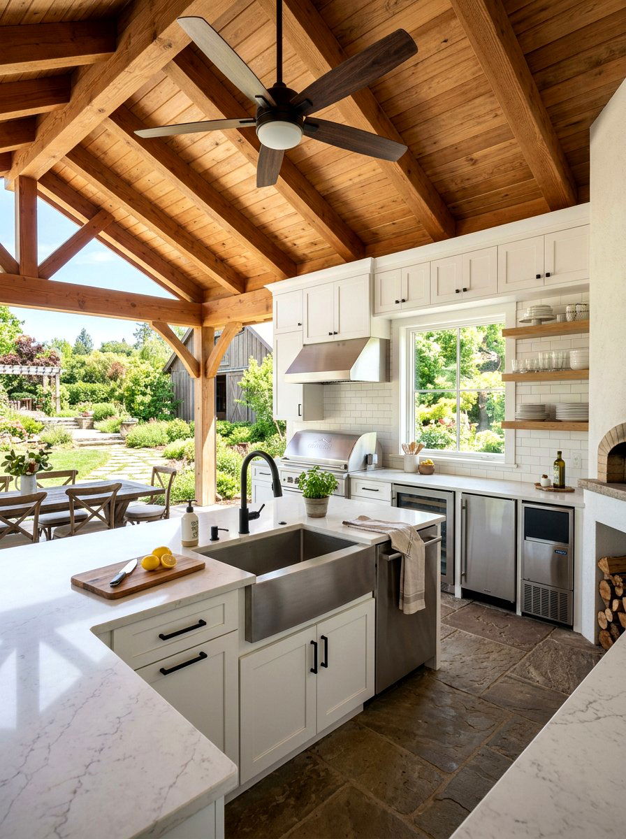 Modern farmhouse outdoor kitchen - 30 alfresco kitchen ideas