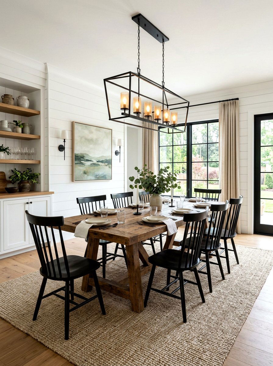 Modern farmhouse rectangular dining room - 30 rectangular dining room ideas