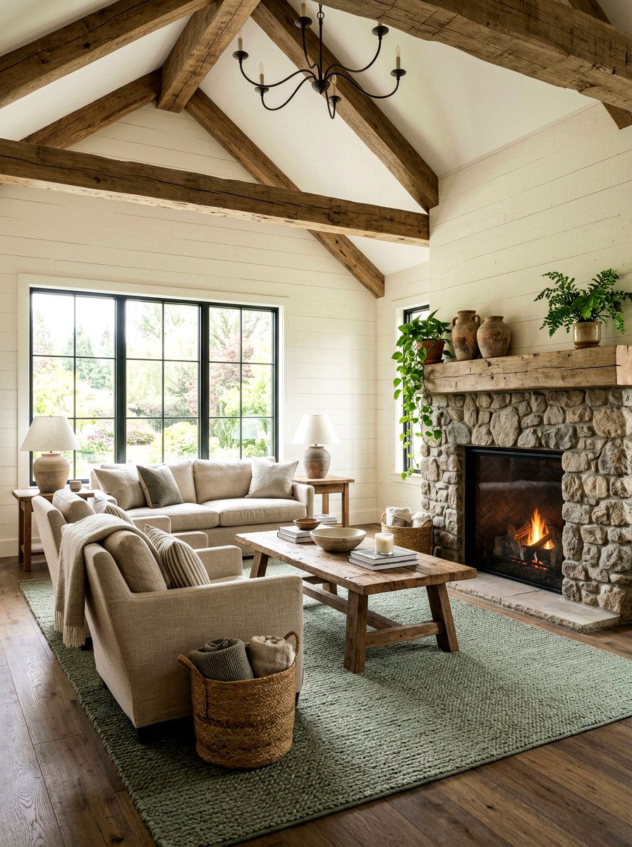 Modern farmhouse sage living room - 30 terracotta and sage living room ideas