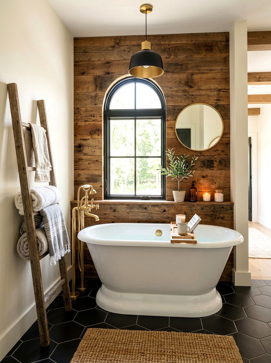 Modern farmhouse tub nook - 30 tub nook bathroom ideas