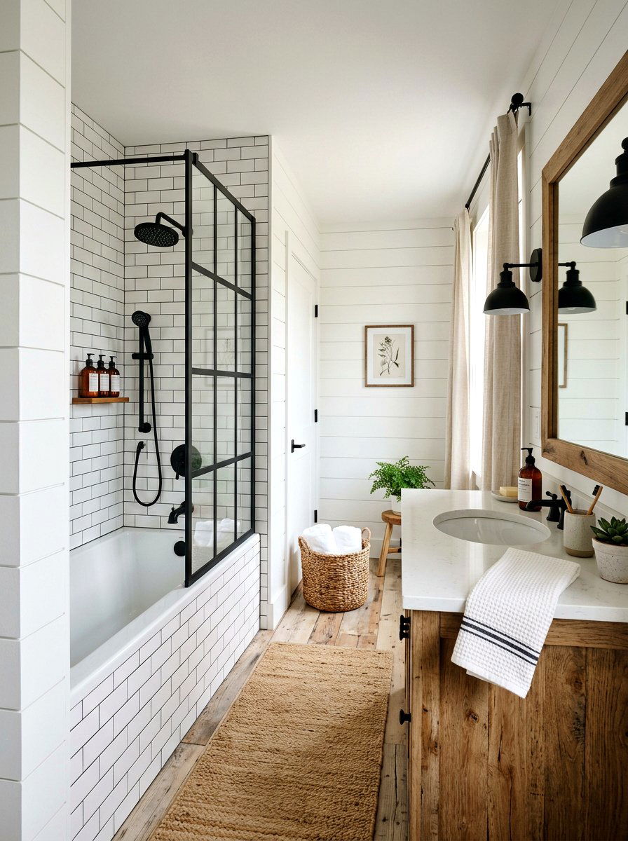 Modern farmhouse tub shower - 30 tub shower combo ideas