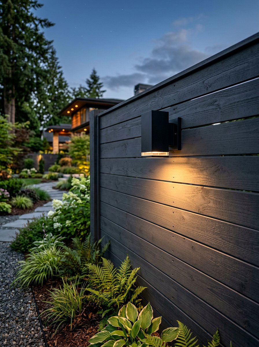 Modern fence wall sconce - 30 fence lighting ideas