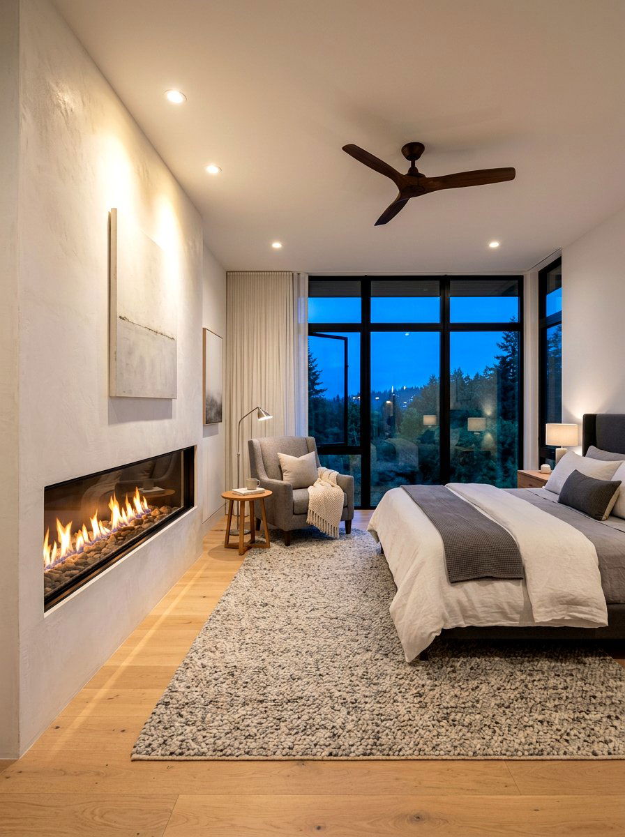 Modern fireplace master suite - 30 luxury Pinterest bedroom ideas
