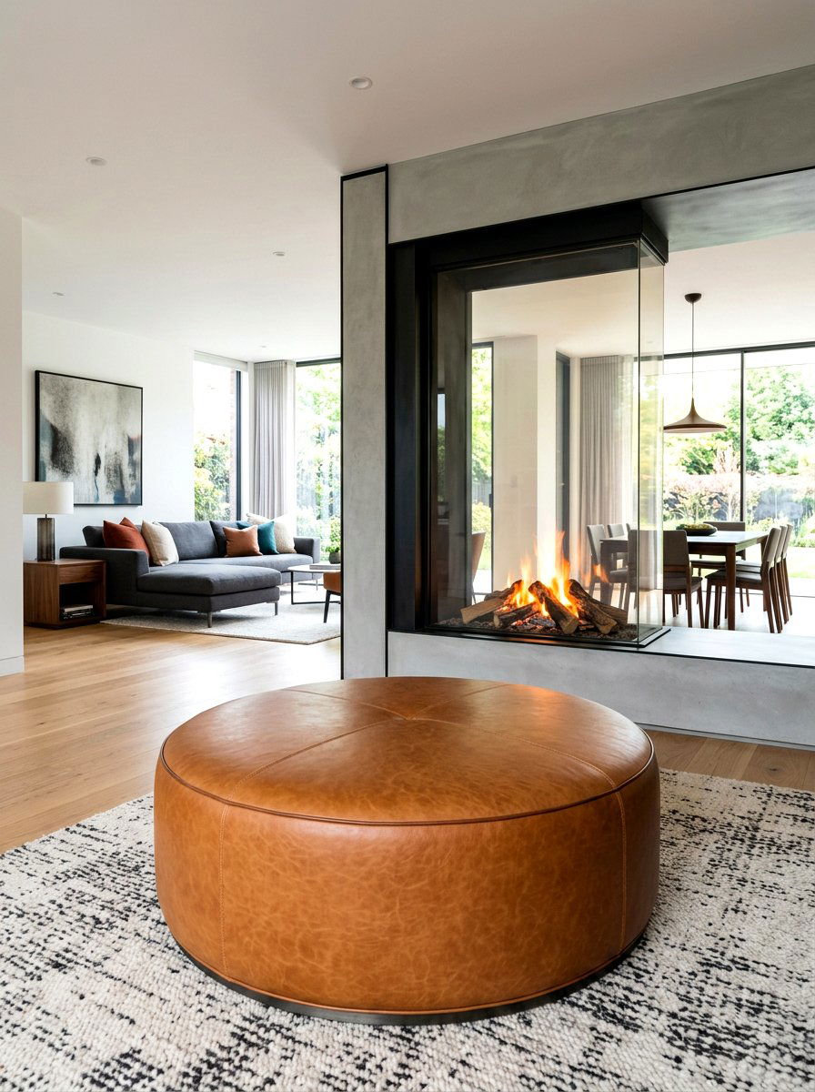 Modern fireplace ottoman - 30 hearth seating ideas
