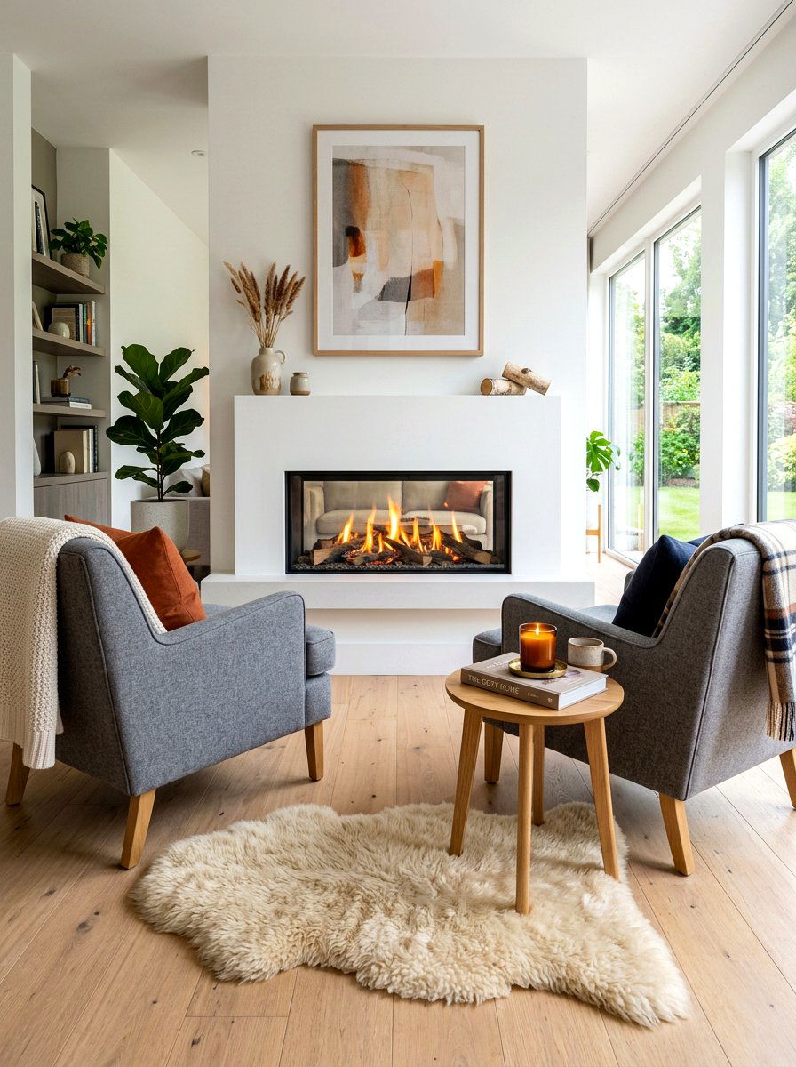 Modern fireplace seating area - 30 bedroom reading corner ideas