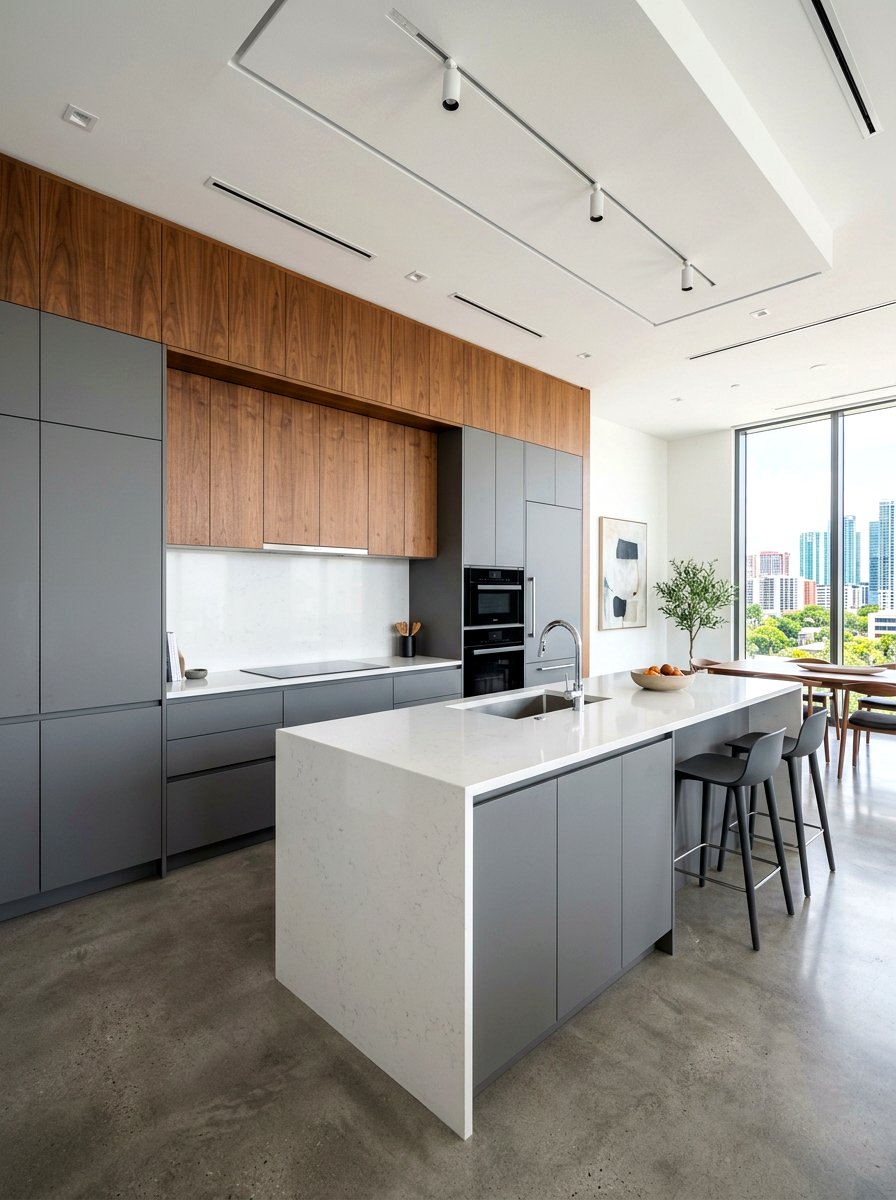 Modern flat panel two tone kitchen - 30 two tone kitchen cabinet ideas