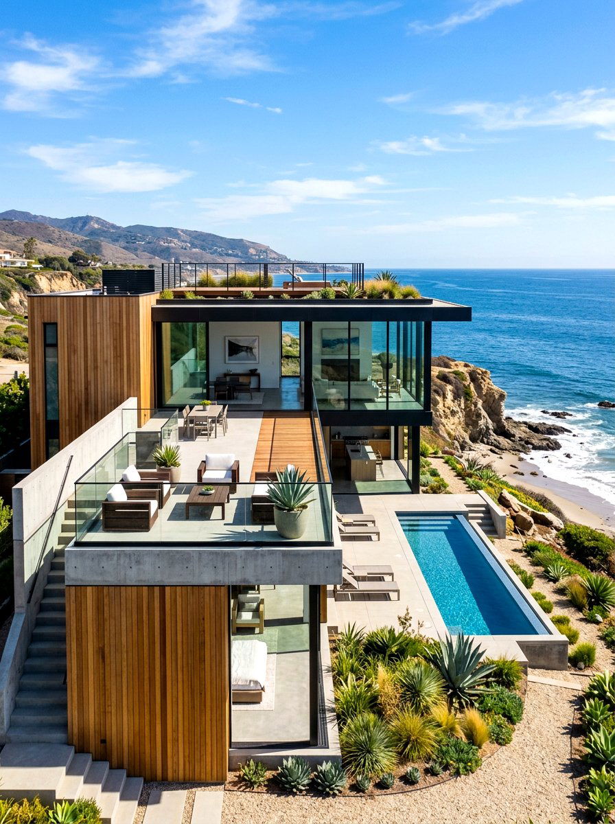 Modern flat roof coastal home - 30 coastal exterior ideas