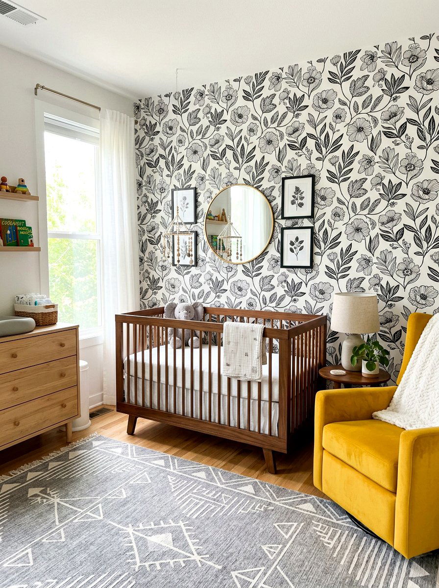 Modern floral nursery wallpaper - 30 floral nursery wallpaper ideas