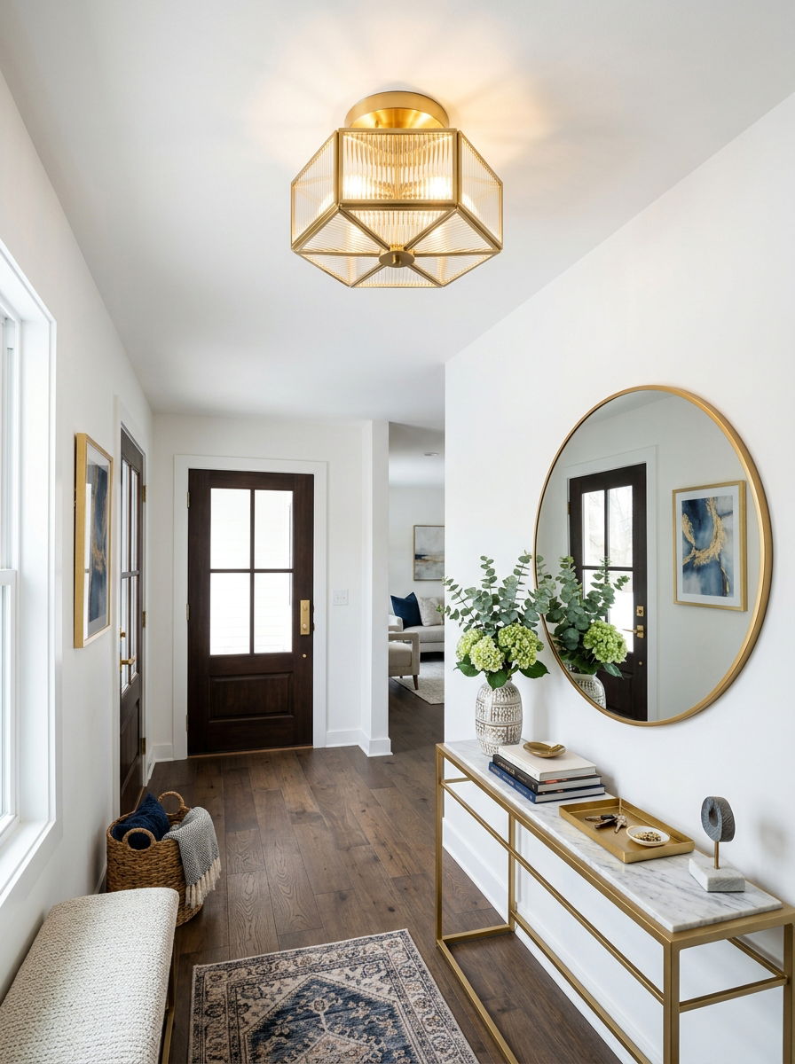 Modern flush mount light - 30 small entryway ideas