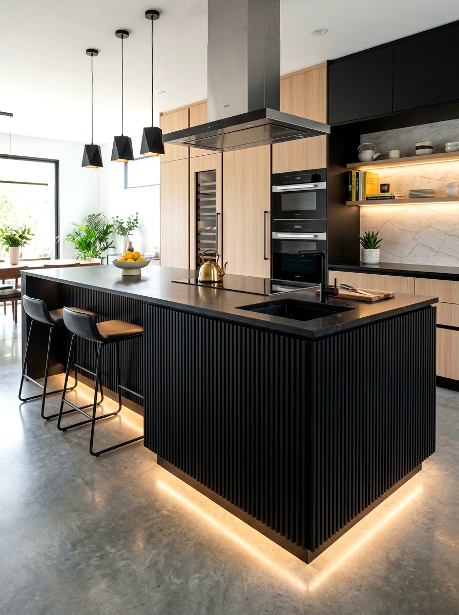 Modern fluted kitchen island - 30 fluted kitchen island ideas