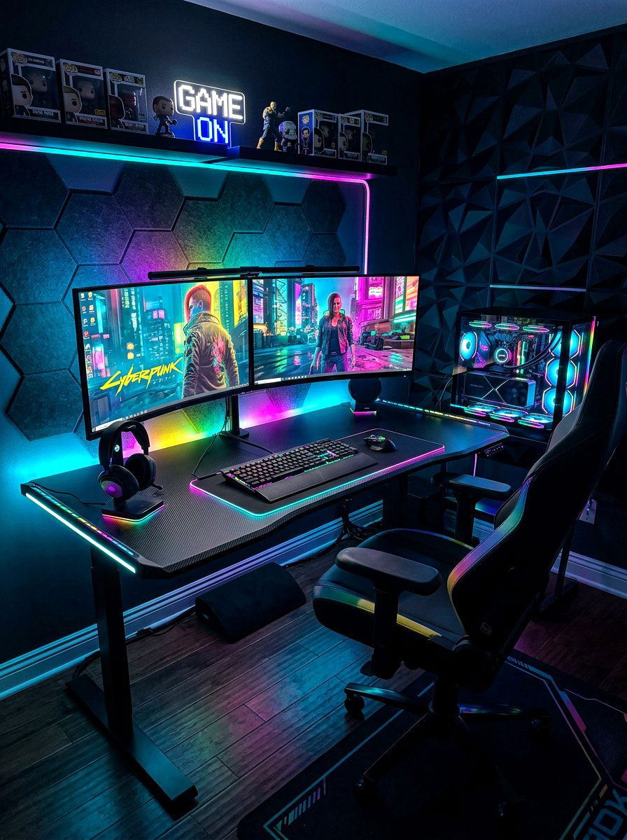 Modern gaming standing desk setup - 30 standing desk room ideas
