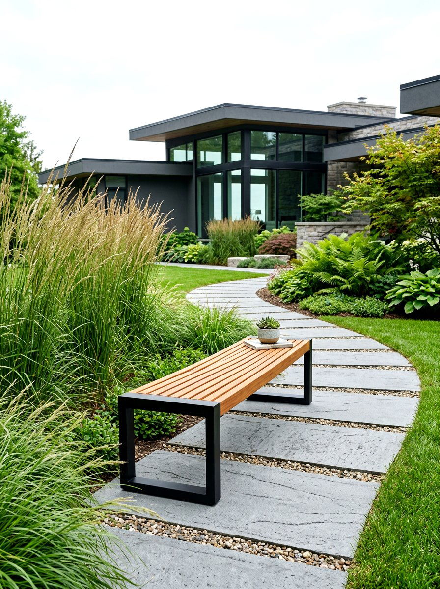 Modern garden bench - 30 front yard seating ideas