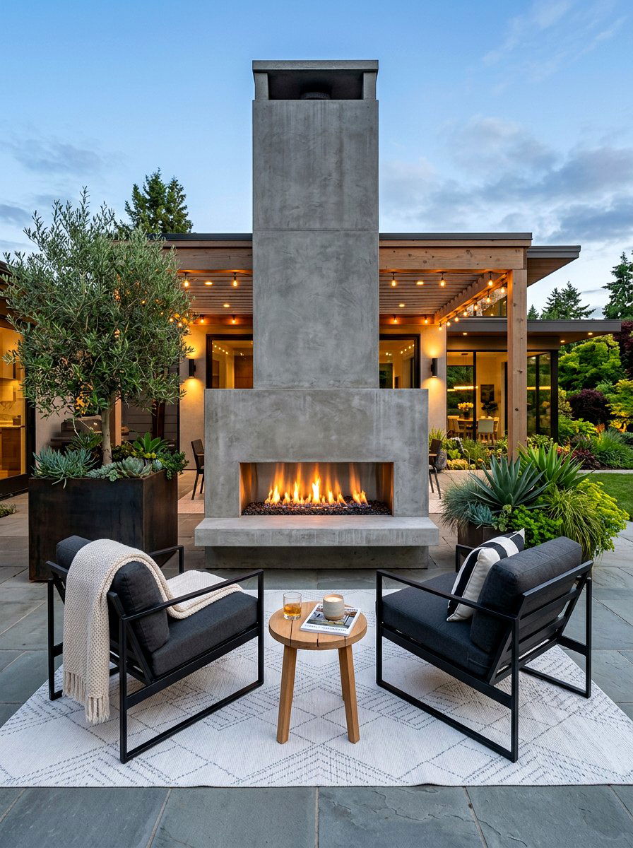 Modern gas fireplace patio - 30 patio conversation area ideas