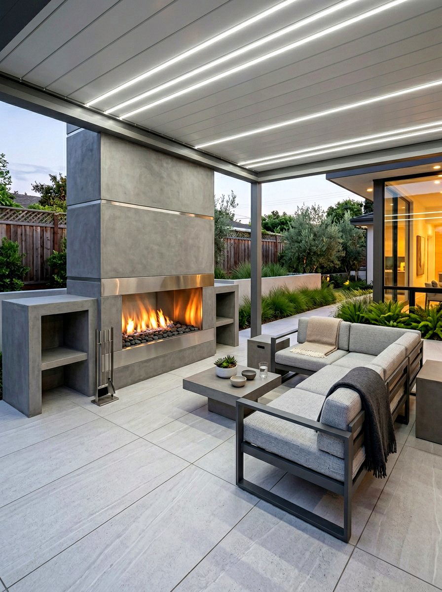Modern gas fireplace - 30 outdoor fireplace ideas
