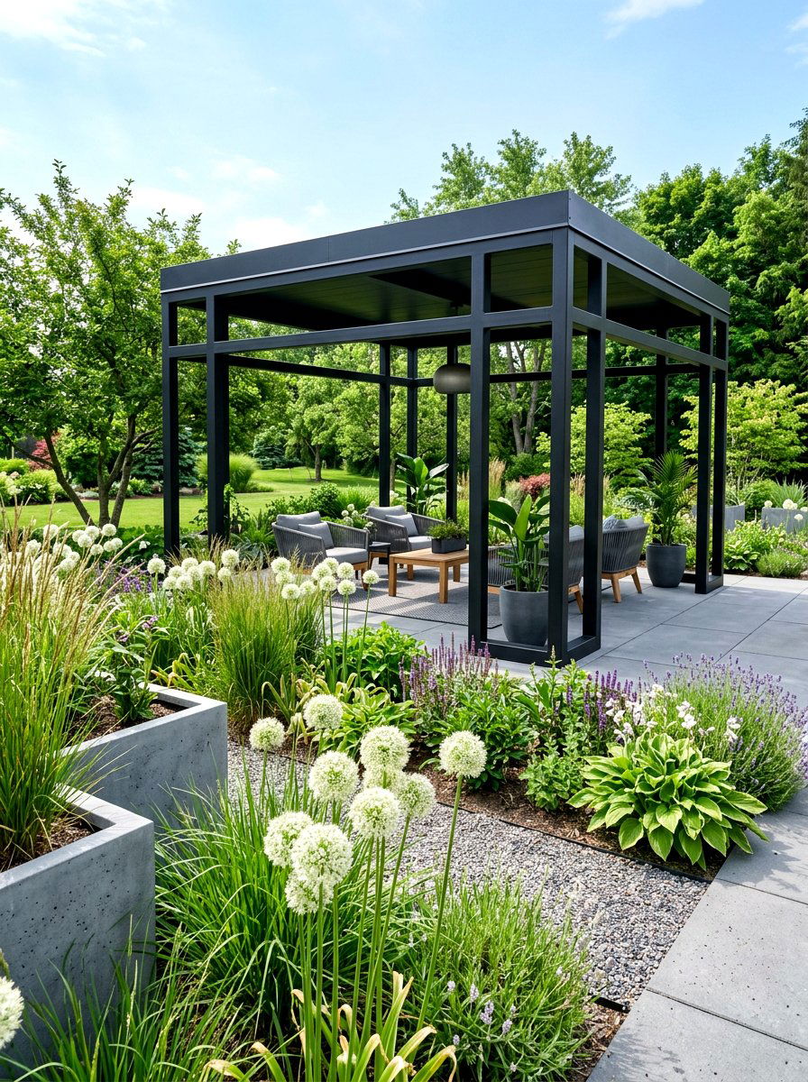 Modern gazebo flower beds - 30 gazebo flower garden ideas
