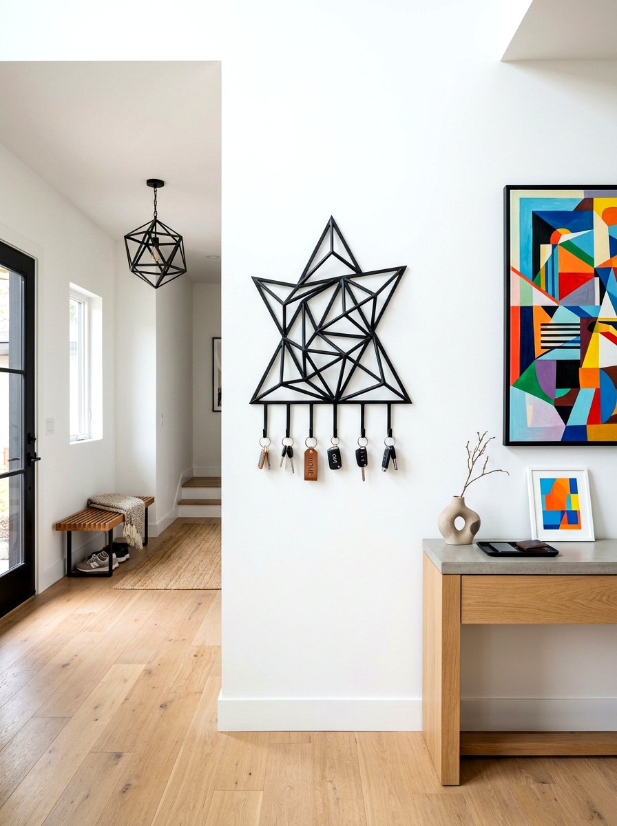 Modern geometric key rack - 30 key holder wall ideas