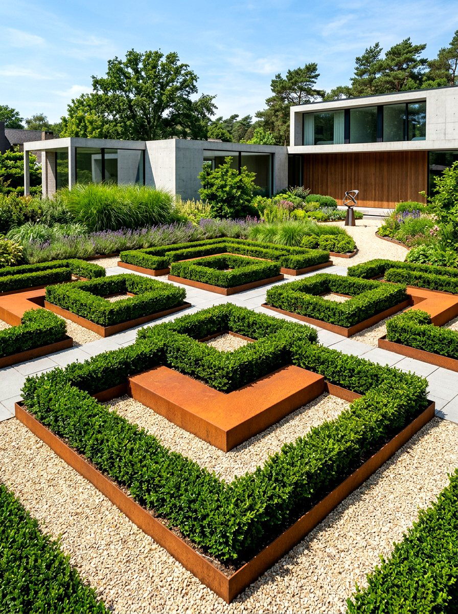 Modern geometric knot garden - 30 knot garden ideas