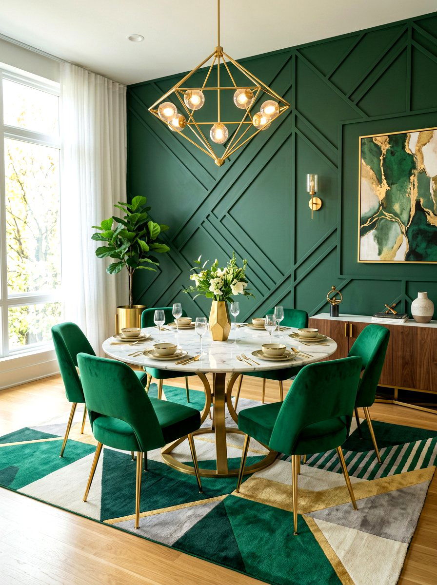 Modern geometric wall molding - 30 dining room wall molding ideas