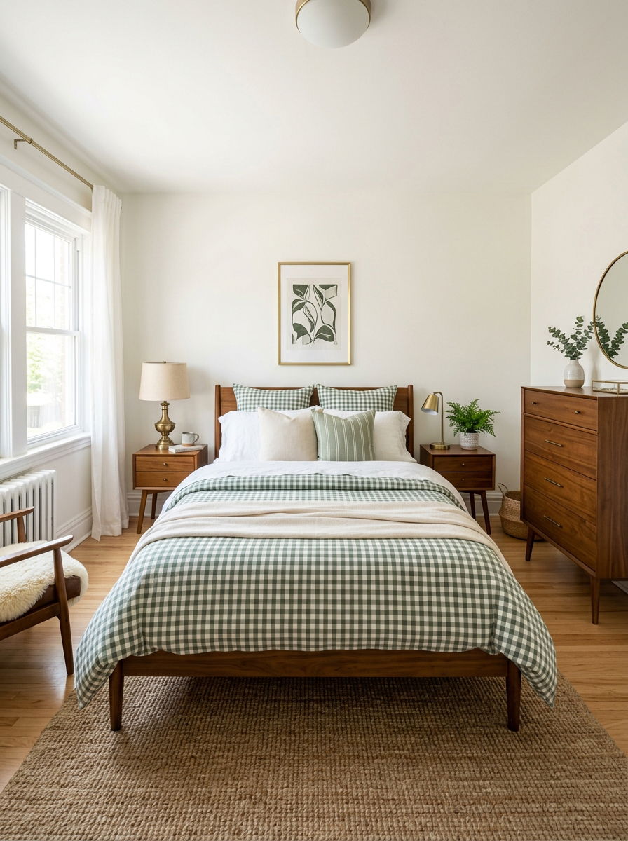 Modern gingham bedroom - 30 plaid bedroom ideas