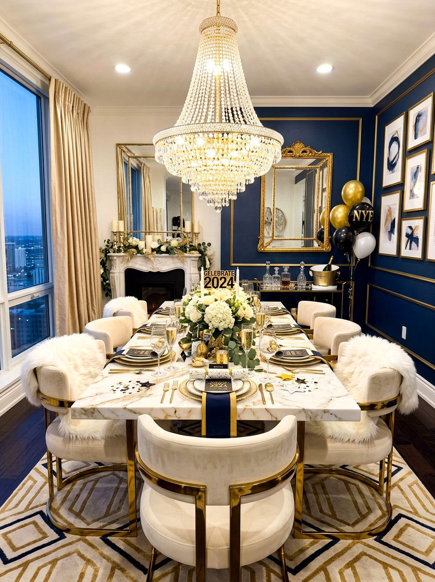 Modern glam dining room - 30 New Year dining room ideas