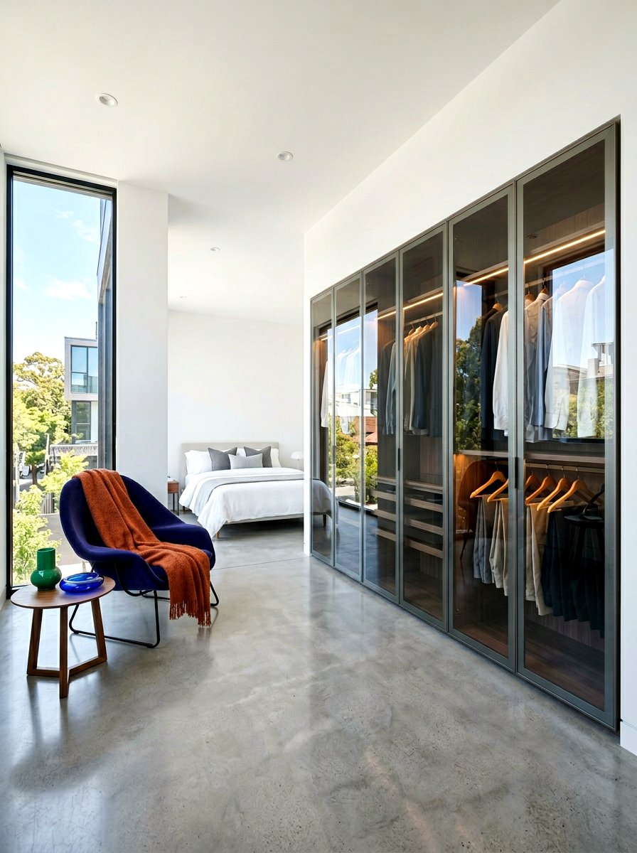 Modern glass front wardrobe - 30 glass front closet ideas