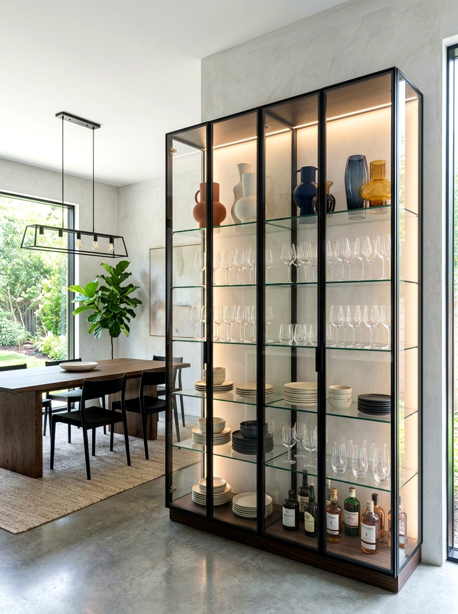 Modern glass hutch - 30 statement hutch dining ideas