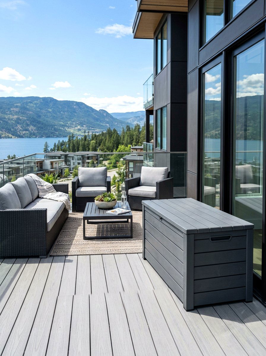 Modern gray deck box - 30 deck box ideas