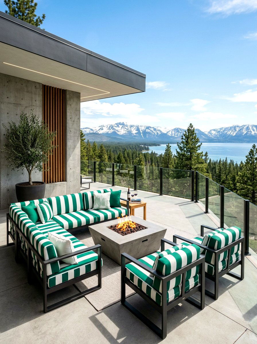 Modern green and white stripe patio furniture - 30 green and white stripe patio ideas