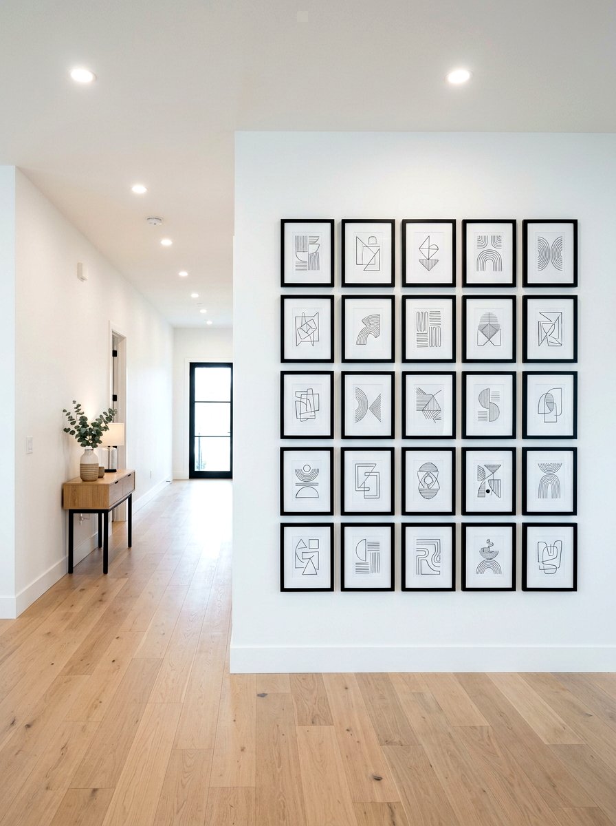 Modern grid layout - 30 hallway gallery wall ideas