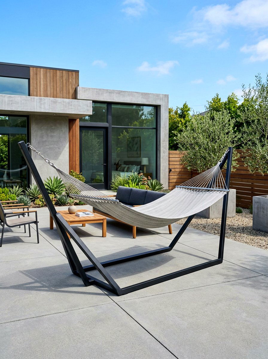 Modern hammock stand - 30 hammock patio ideas