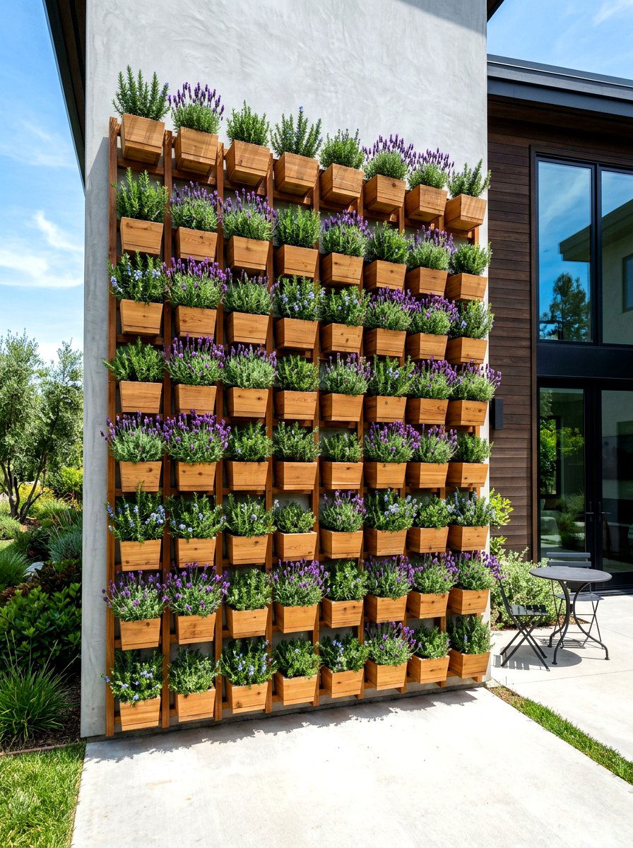 Modern herb garden wall - 30 warm minimalist garden ideas