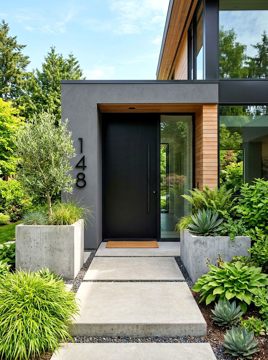 Modern home entrance - 30 curb appeal landscaping ideas