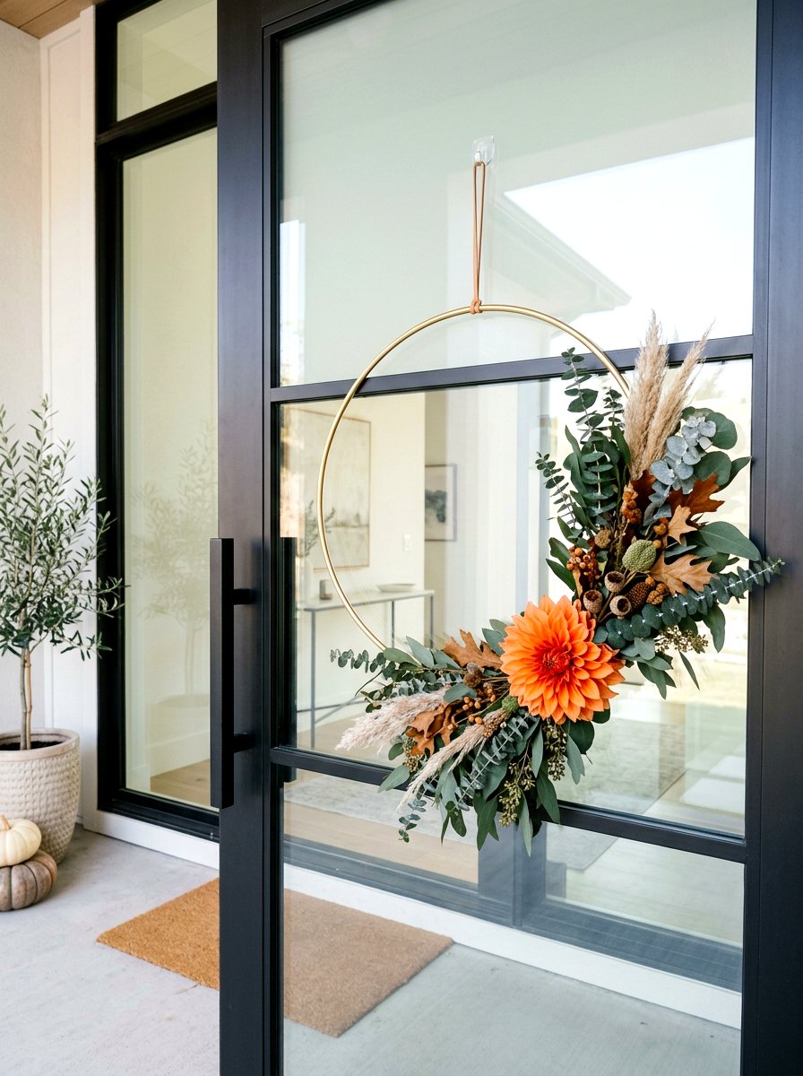 Modern hoop fall wreath - 30 fall wreath ideas