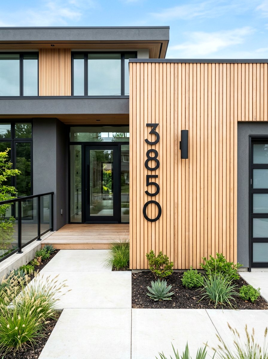 Modern house numbers - 30 modern front entry ideas