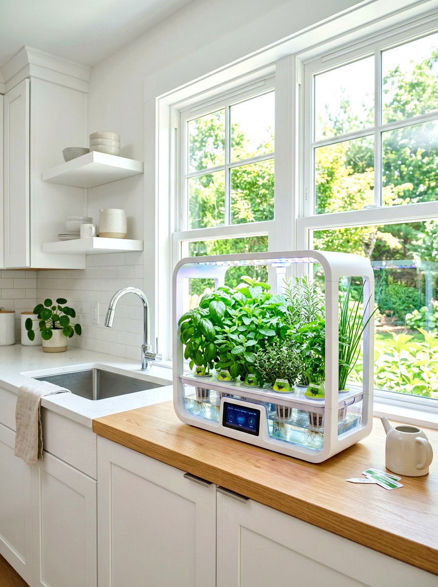 Modern hydroponic herb garden - 30 windowsill herb garden ideas