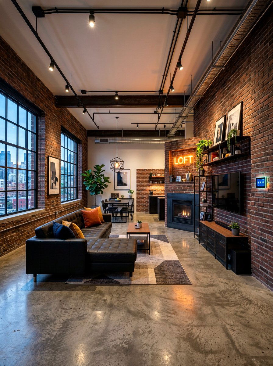 Modern industrial brick living room - 30 exposed brick living room ideas