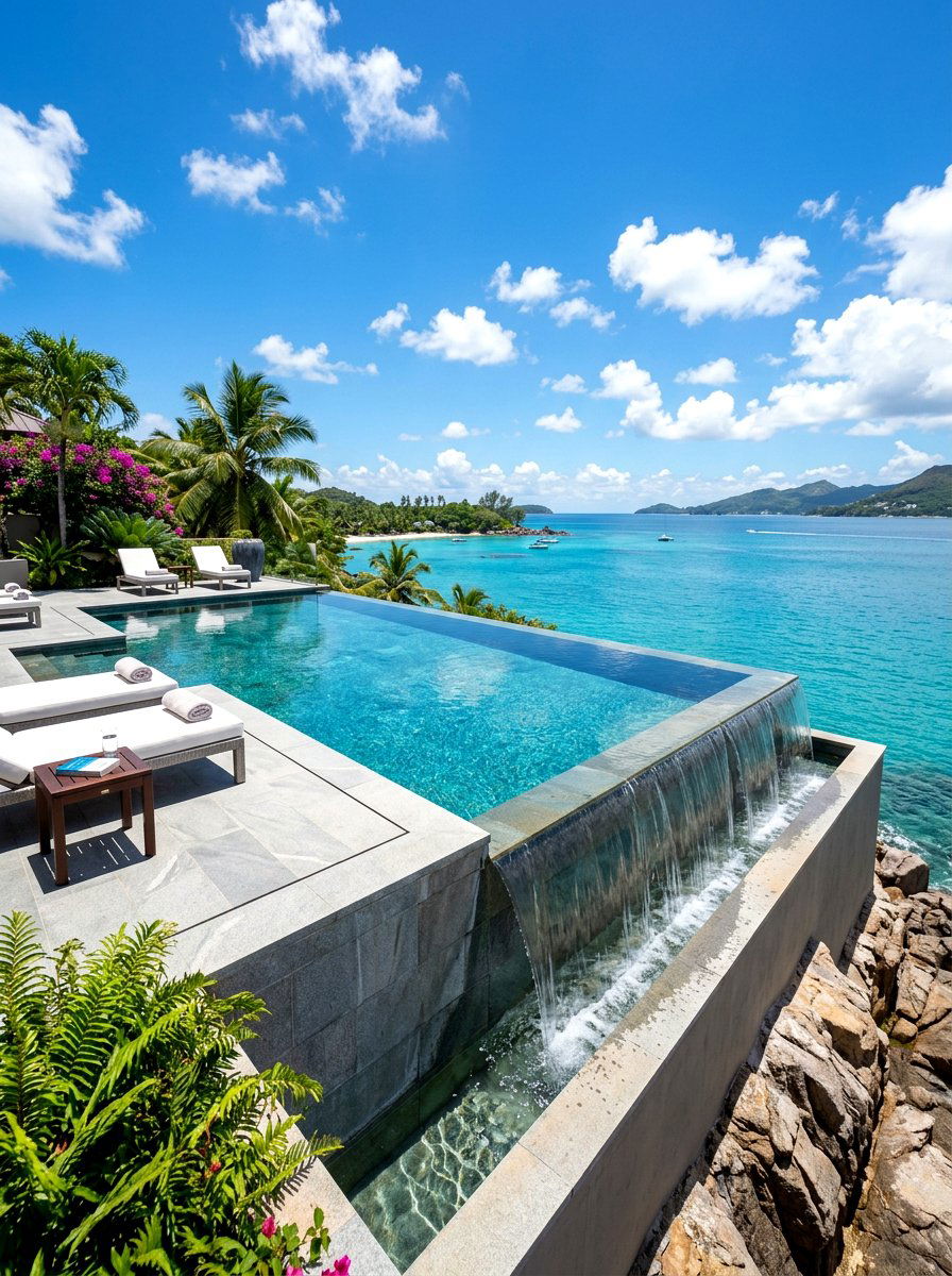 Modern infinity edge - 30 tropical pool landscaping ideas