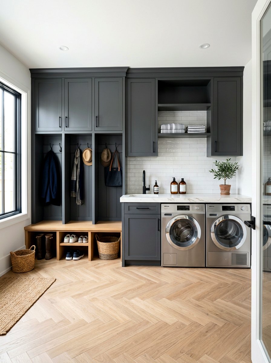 Modern laundry mudroom lockers - 30 laundry room mudroom combo ideas