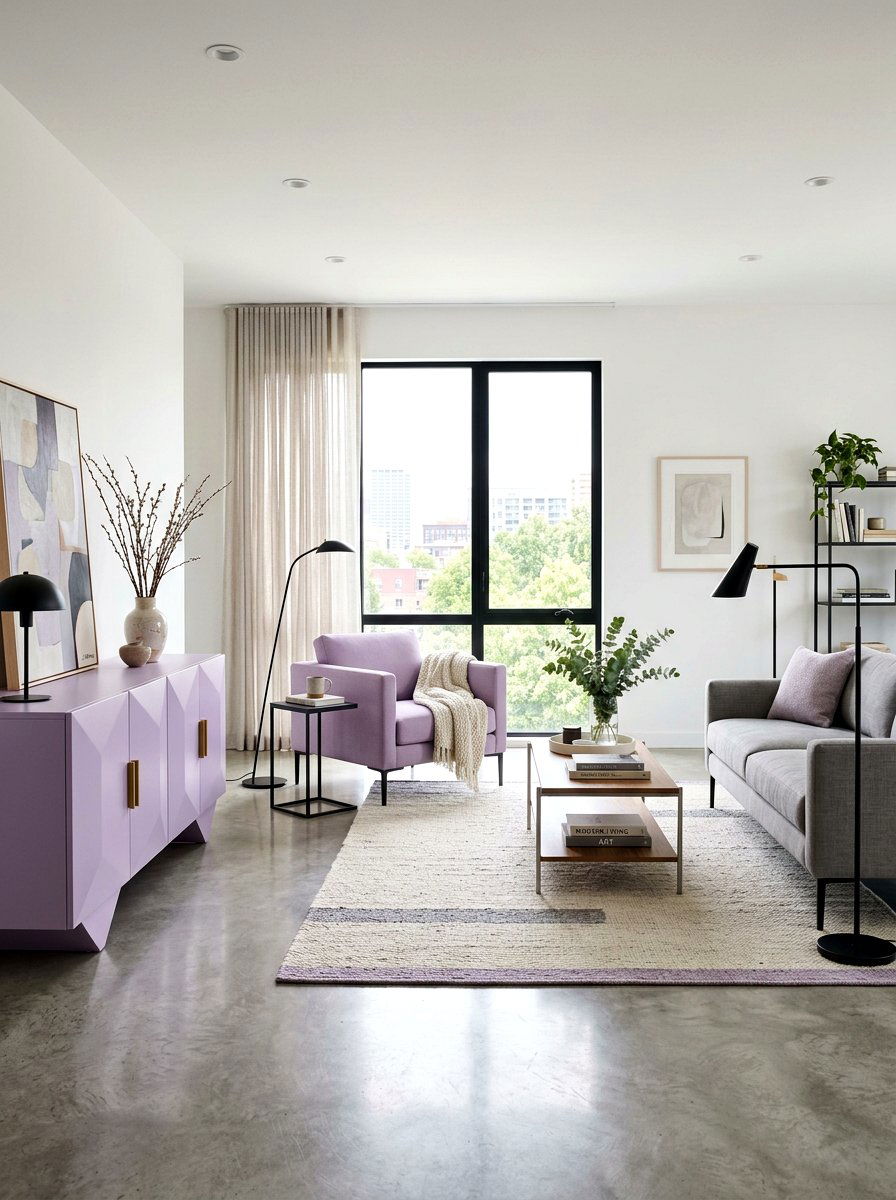 Modern lilac furniture - 30 lilac living room ideas
