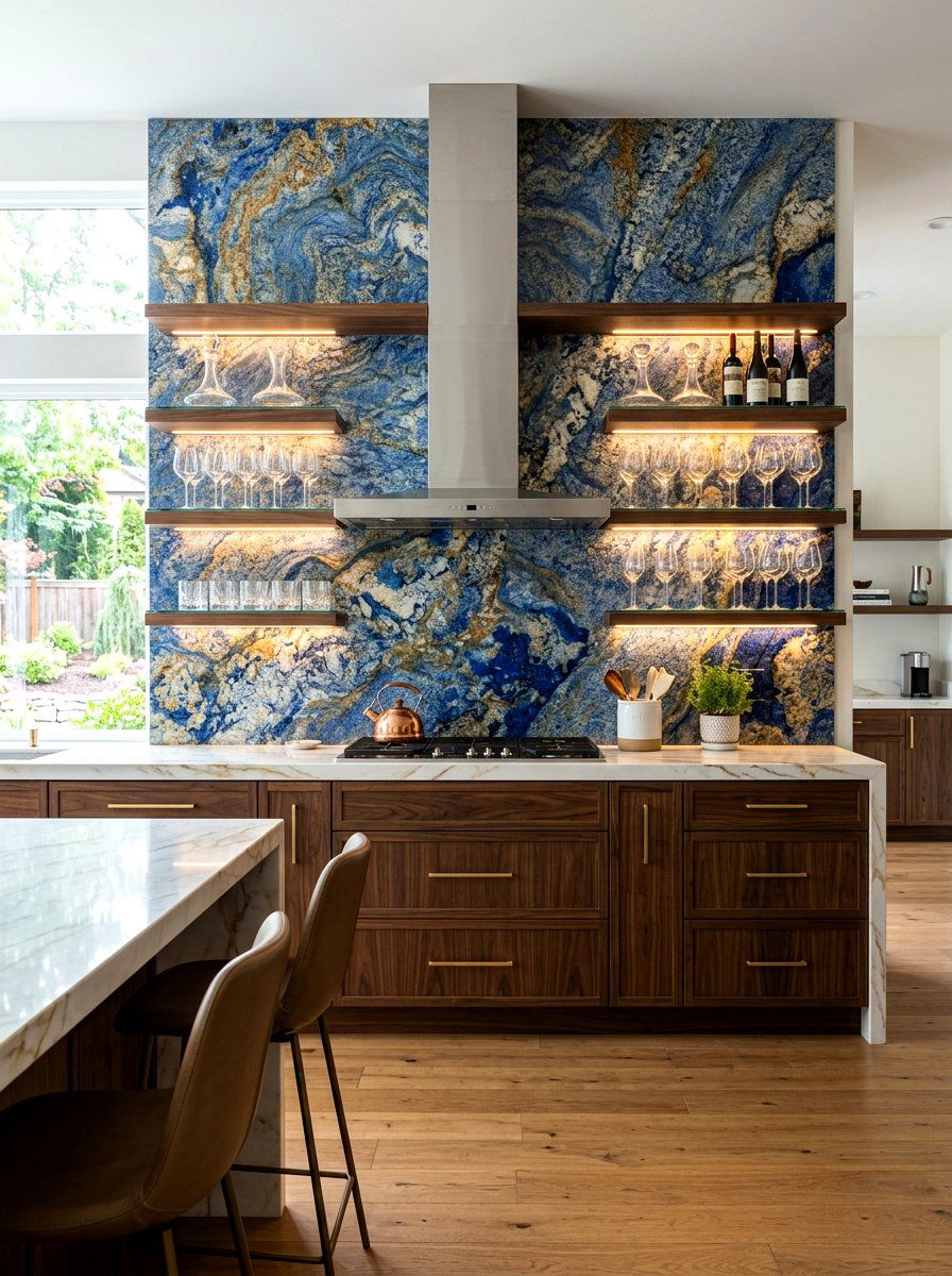 Modern luxury stone backsplash - 30 slab stone backsplash ideas