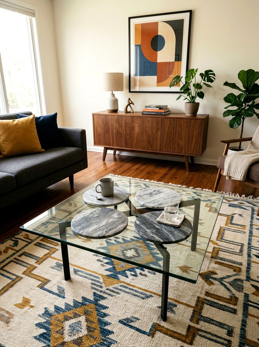 Modern marble coaster - 30 glass coffee table styling ideas