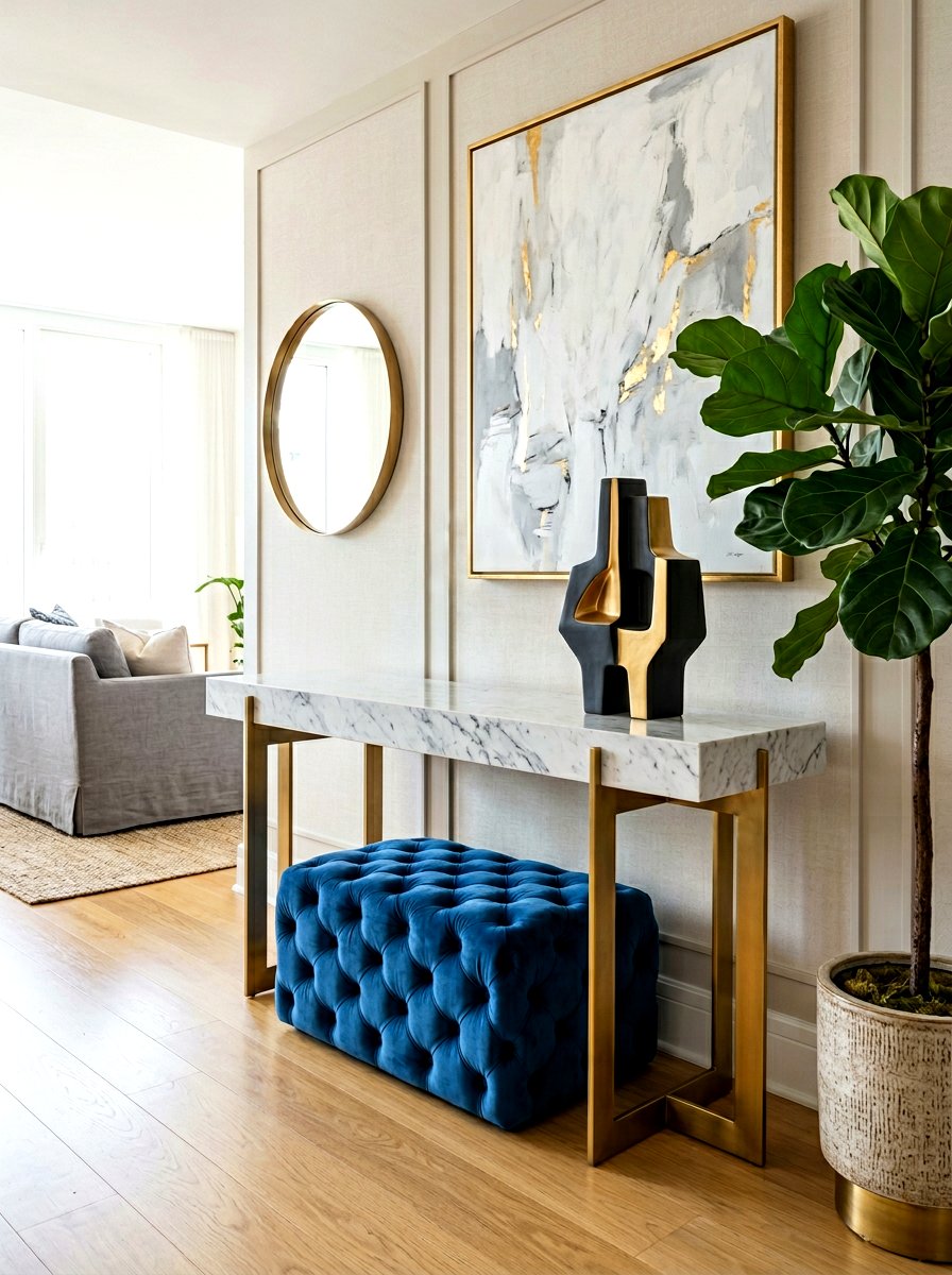 Modern marble console - 30 hallway console styling ideas