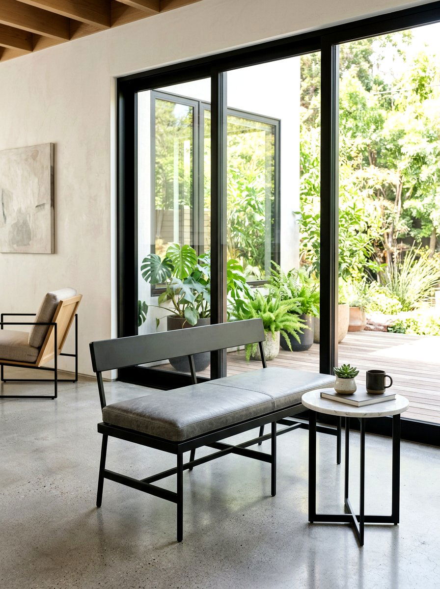 Modern metal bench - 30 breakfast room bench ideas
