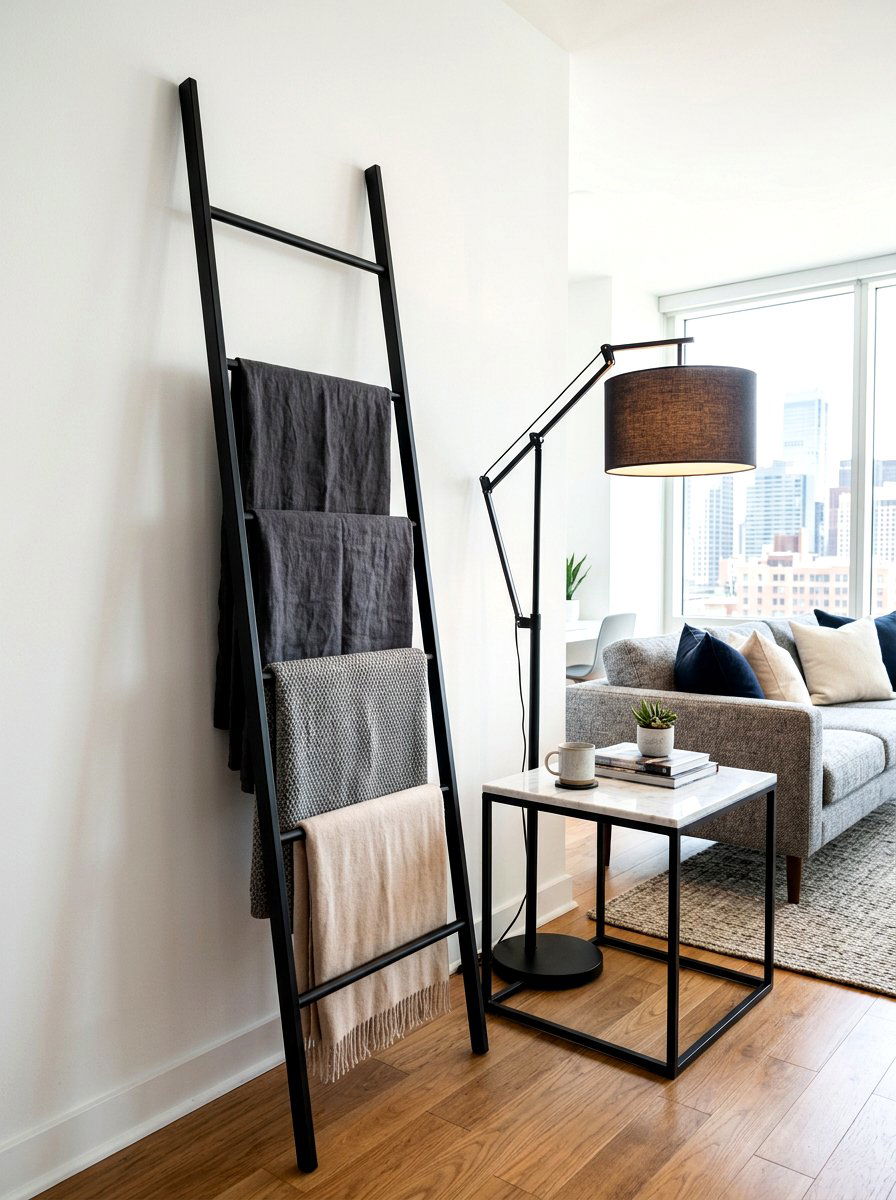 Modern metal blanket ladder - 30 corner ladder blanket ideas